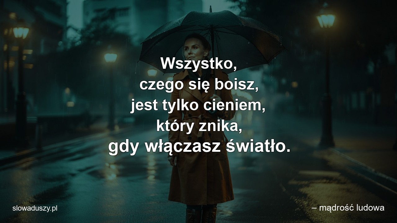 Wszystko,  czego się boisz,  jest tylko cieniem,  który znika,  gdy włączasz światło.