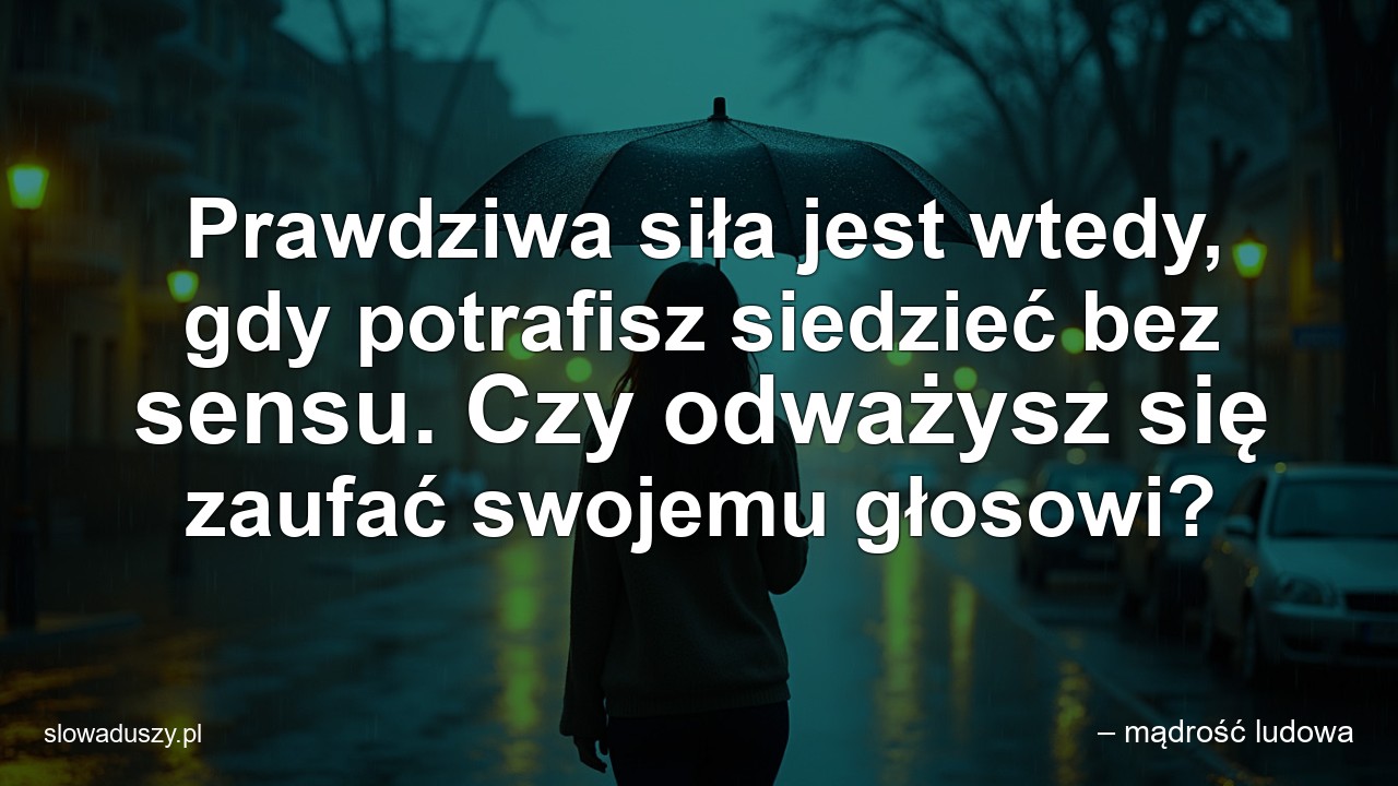 Prawdziwa siła jest wtedy,  gdy potrafisz siedzieć bez sensu. Czy odważysz się zaufać swojemu głosowi? - – mądrość ludowa