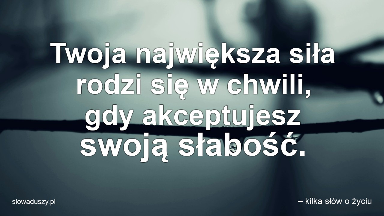 Twoja największa siła rodzi się w chwili,  gdy akceptujesz swoją słabość. - – kilka słów o życiu
