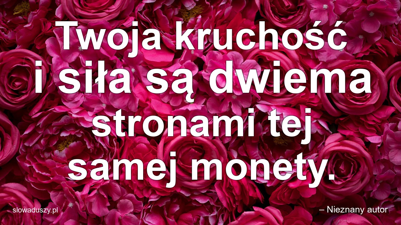 Twoja kruchość i siła są dwiema stronami tej samej monety. - – Nieznany autor