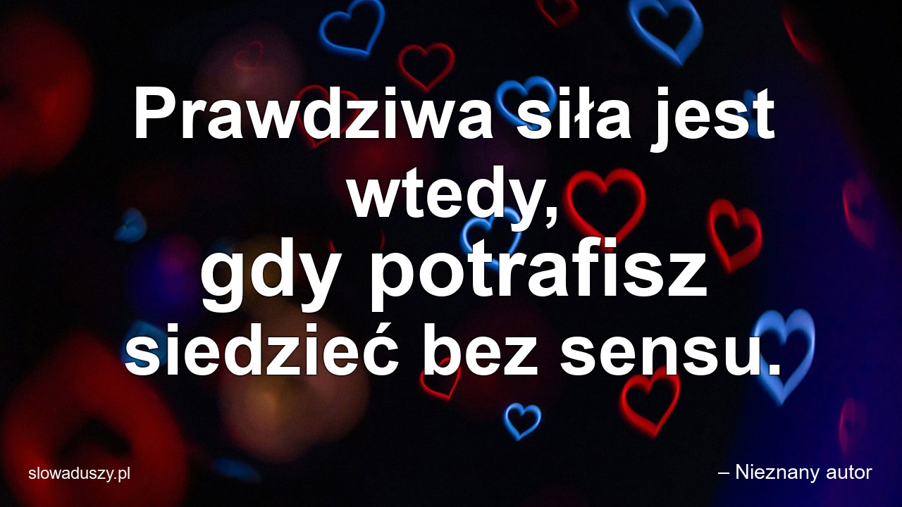 Prawdziwa siła jest wtedy,  gdy potrafisz siedzieć bez sensu. - – Nieznany autor