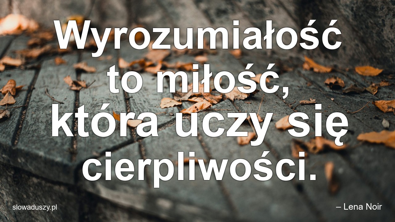 Wyrozumiałość to miłość,  która uczy się cierpliwości. - – Lena Noir