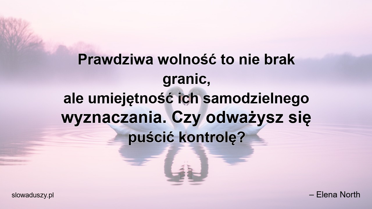 Prawdziwa wolność to nie brak granic,  ale umiejętność ich samodzielnego wyznaczania. Czy odważysz się puścić kontrolę? - – Elena North