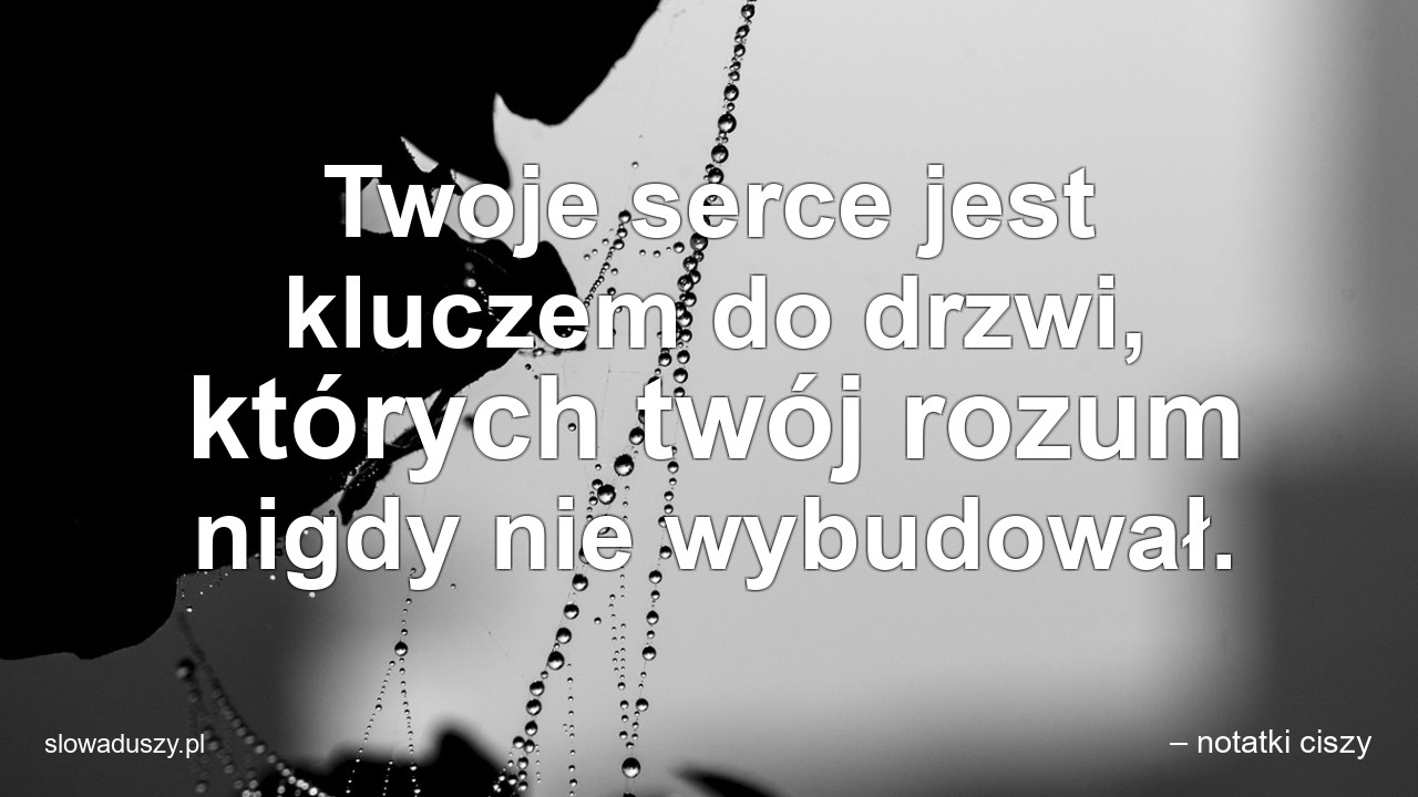 Twoje serce jest kluczem do drzwi,  których twój rozum nigdy nie wybudował.