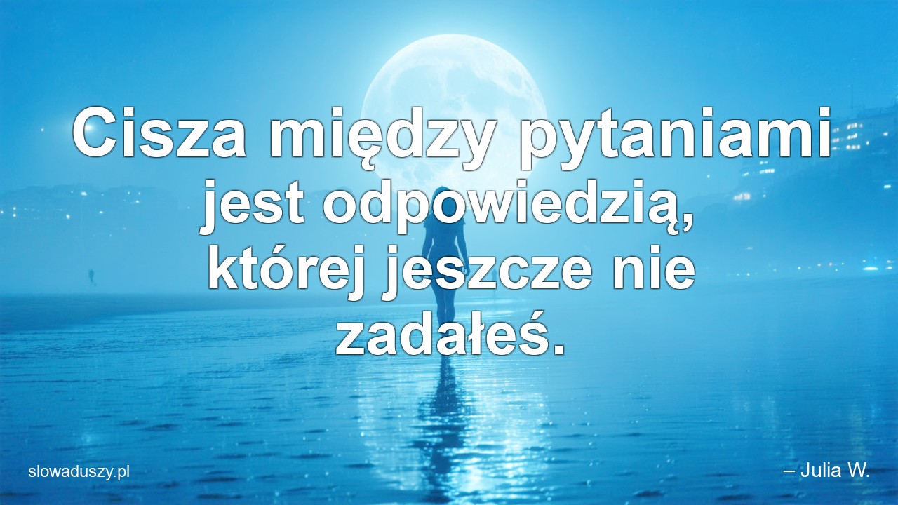 Cisza między pytaniami jest odpowiedzią,  której jeszcze nie zadałeś.