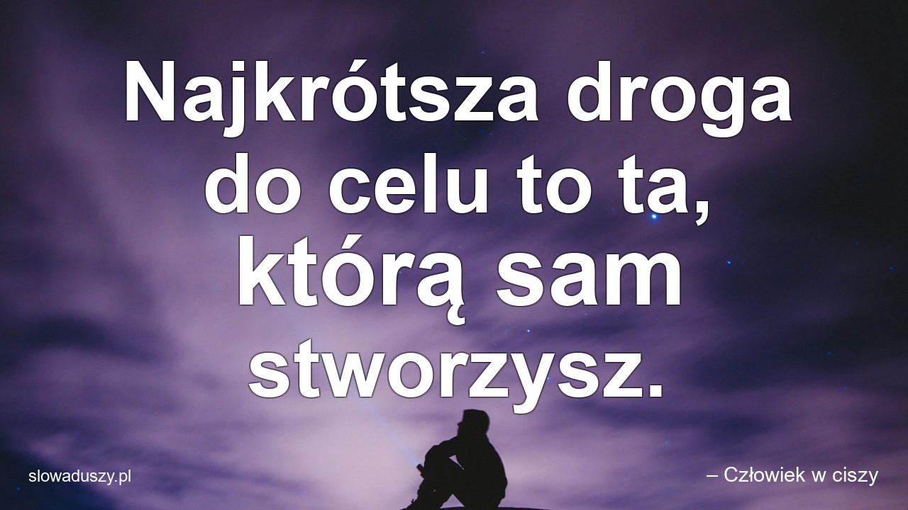 Najkrótsza droga do celu to ta,  którą sam stworzysz.