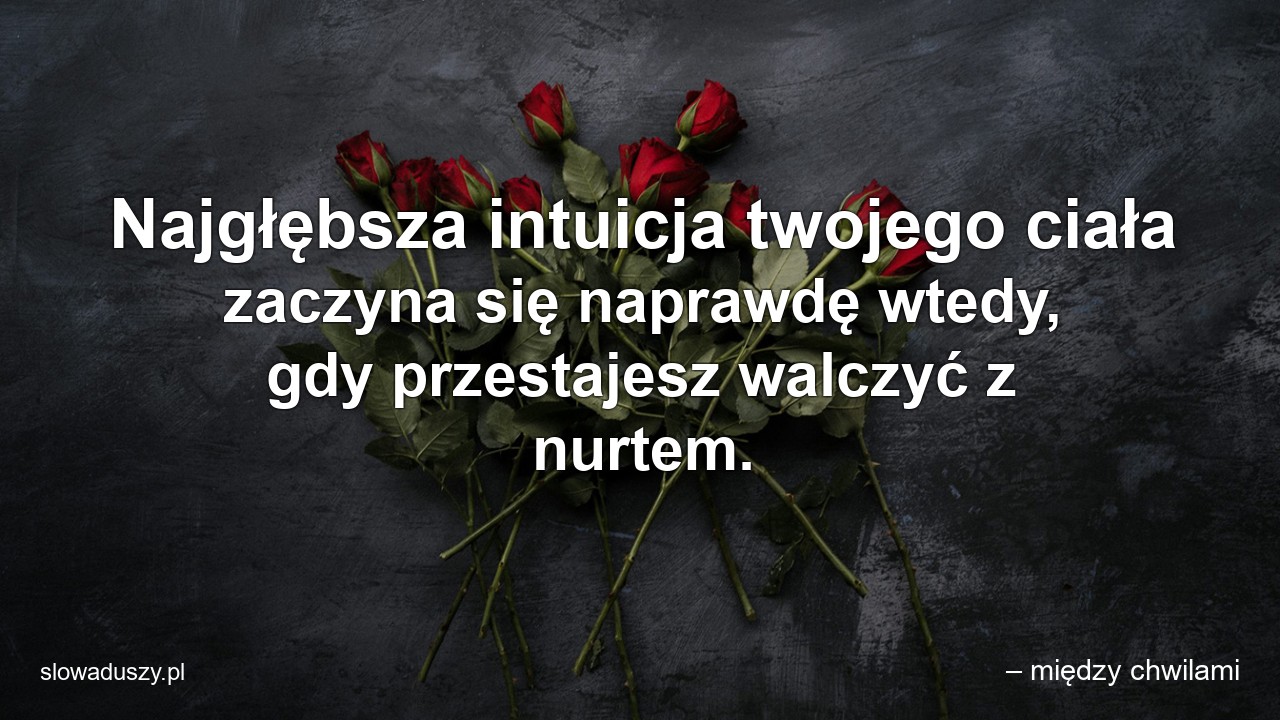 Najgłębsza intuicja twojego ciała zaczyna się naprawdę wtedy,  gdy przestajesz walczyć z nurtem.