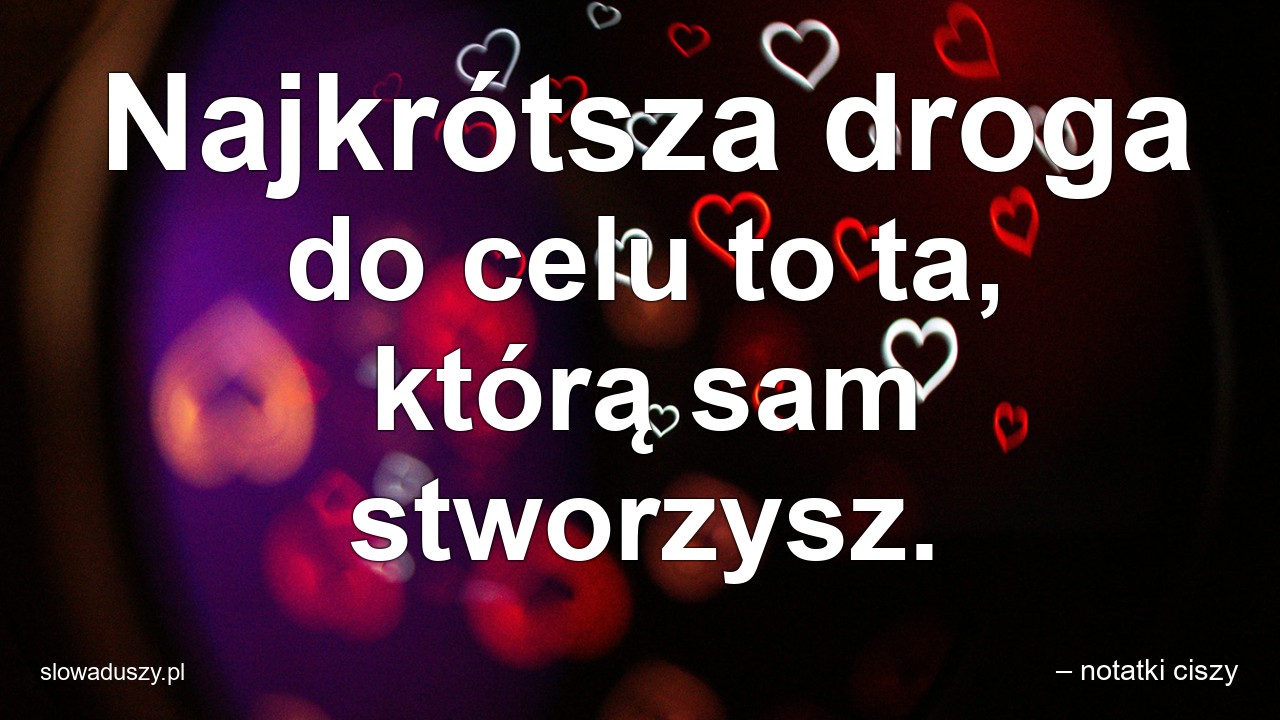 Najkrótsza droga do celu to ta,  którą sam stworzysz. - – notatki ciszy