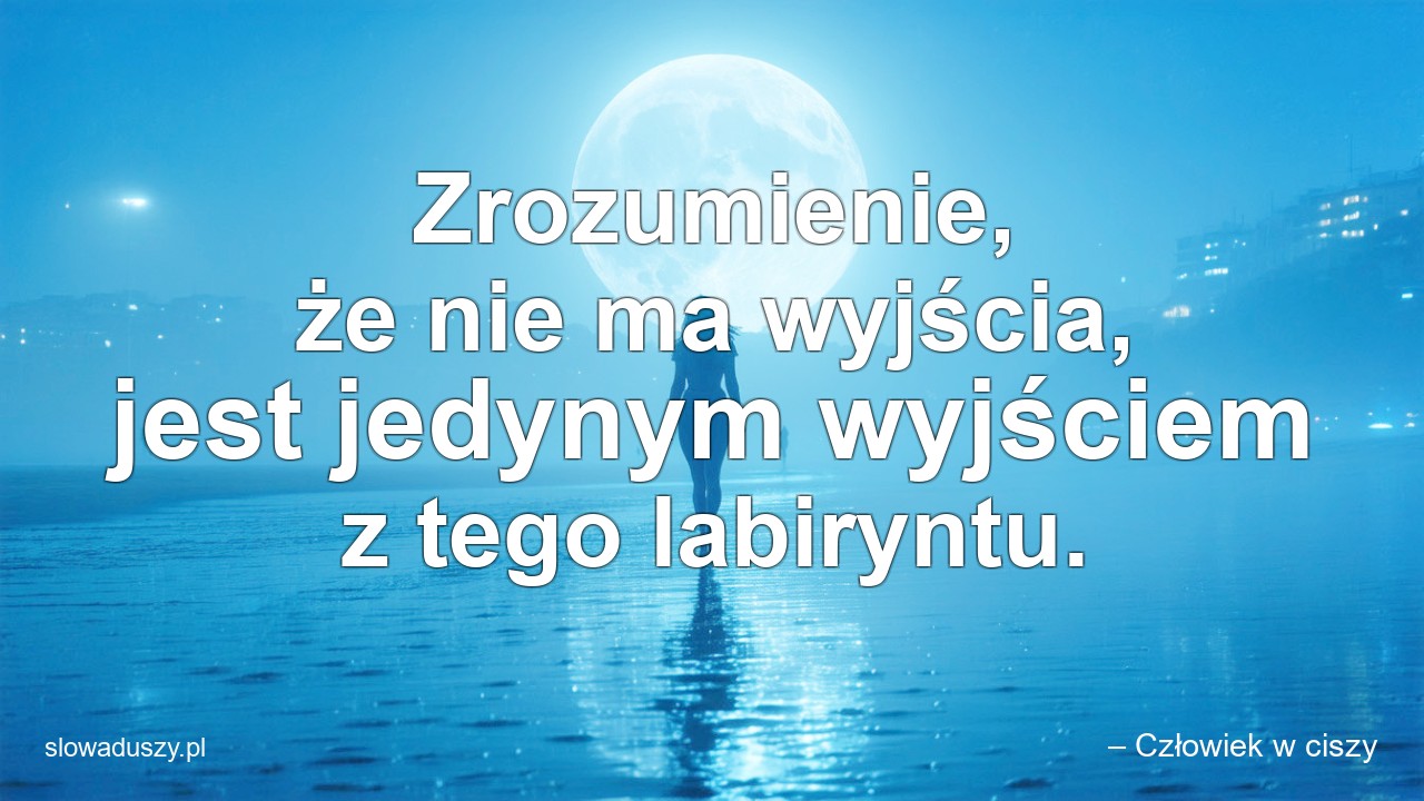 Zrozumienie,  że nie ma wyjścia,  jest jedynym wyjściem z tego labiryntu.