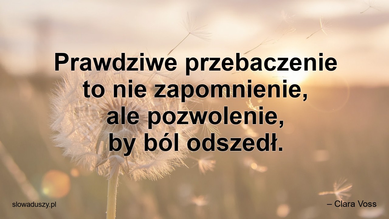 Prawdziwe przebaczenie to nie zapomnienie,  ale pozwolenie,  by ból odszedł. - – Clara Voss