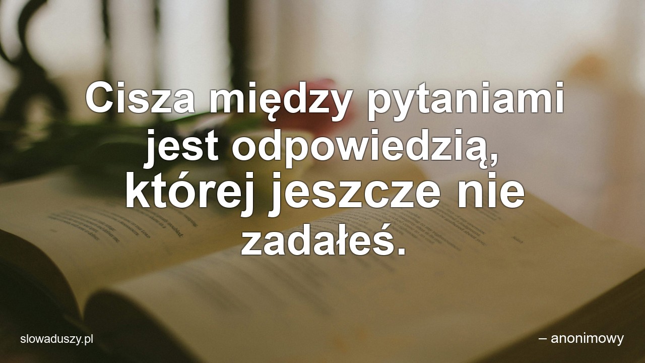 Cisza między pytaniami jest odpowiedzią,  której jeszcze nie zadałeś.