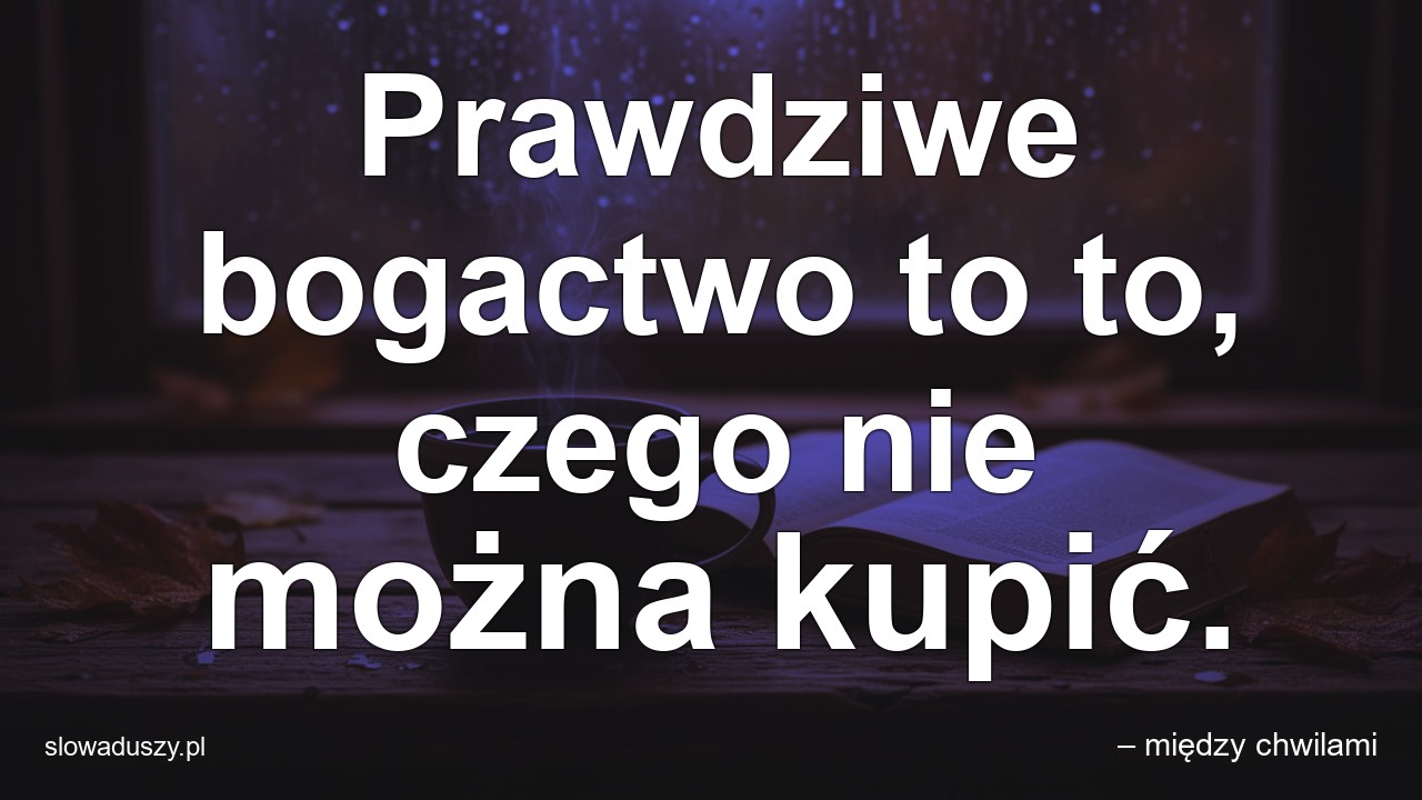 Prawdziwe bogactwo to to,  czego nie można kupić. - – między chwilami