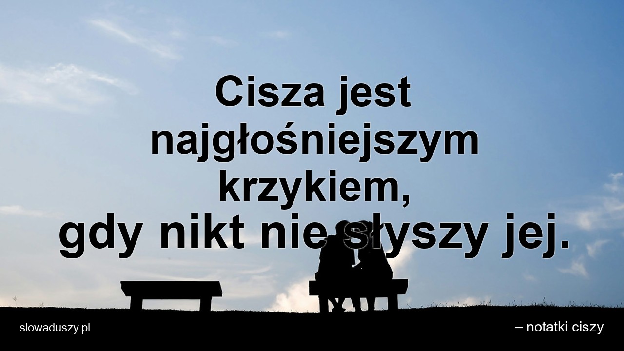 Cisza jest najgłośniejszym krzykiem,  gdy nikt nie słyszy jej. - – notatki ciszy