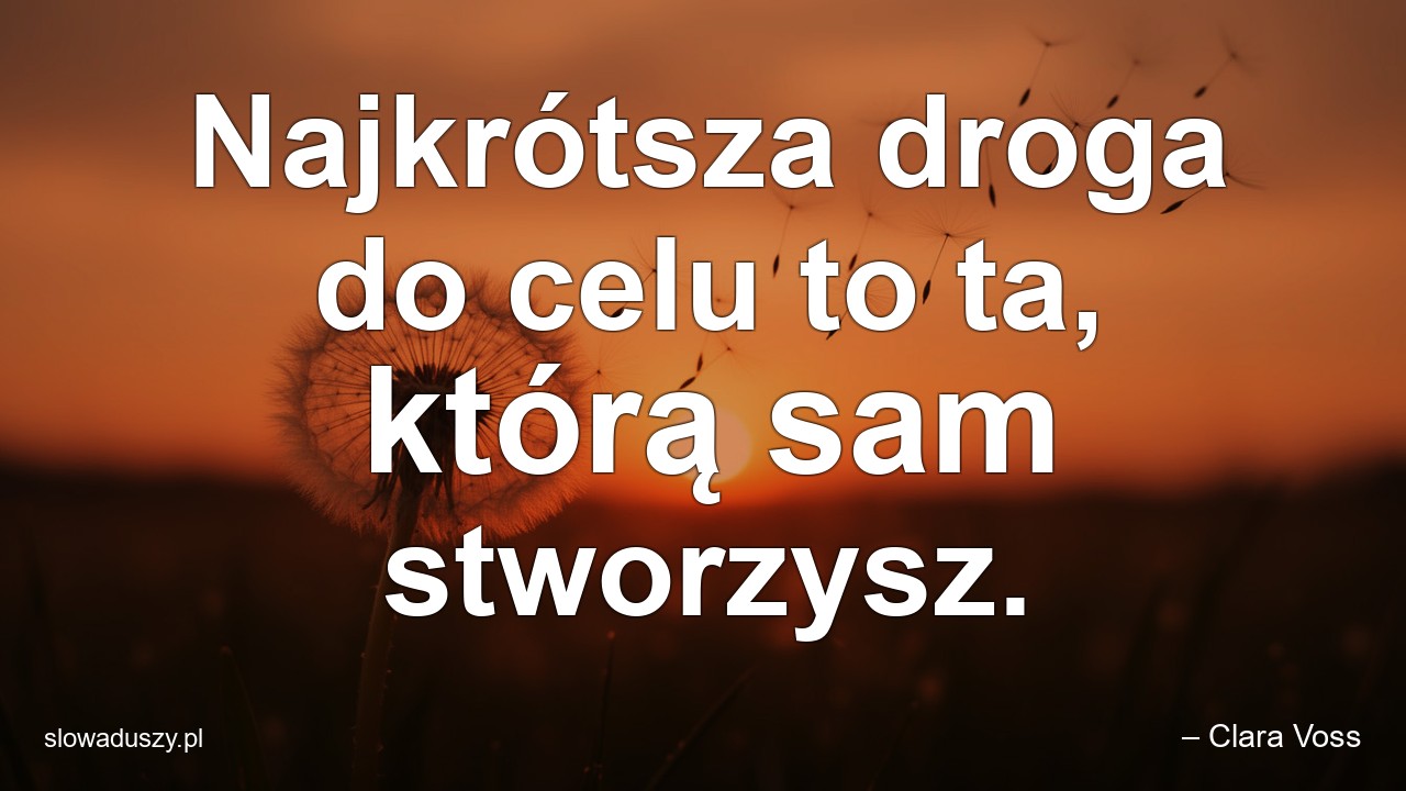 Najkrótsza droga do celu to ta,  którą sam stworzysz. - – Clara Voss