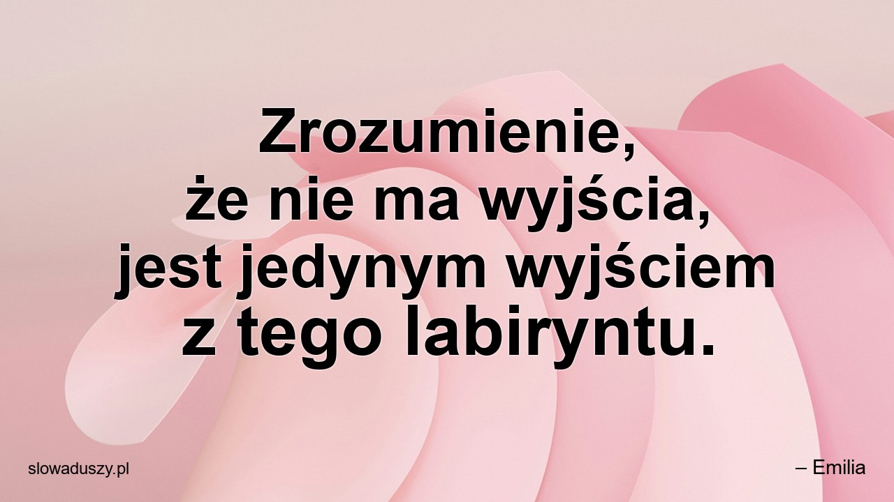 Zrozumienie,  że nie ma wyjścia,  jest jedynym wyjściem z tego labiryntu. - – Emilia