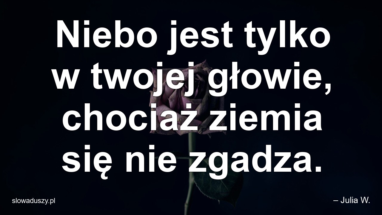 Niebo jest tylko w twojej głowie,  chociaż ziemia się nie zgadza. - – Julia W.