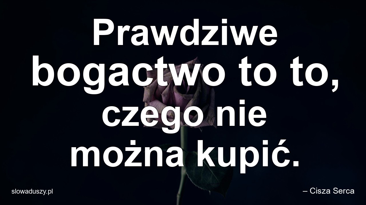 Prawdziwe bogactwo to to,  czego nie można kupić.