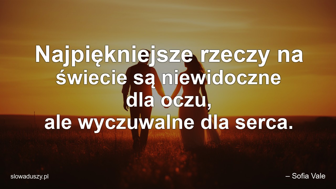 Najpiękniejsze rzeczy na świecie są niewidoczne dla oczu,  ale wyczuwalne dla serca.