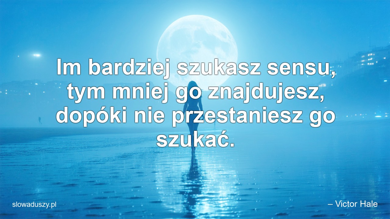Im bardziej szukasz sensu,  tym mniej go znajdujesz,  dopóki nie przestaniesz go szukać.