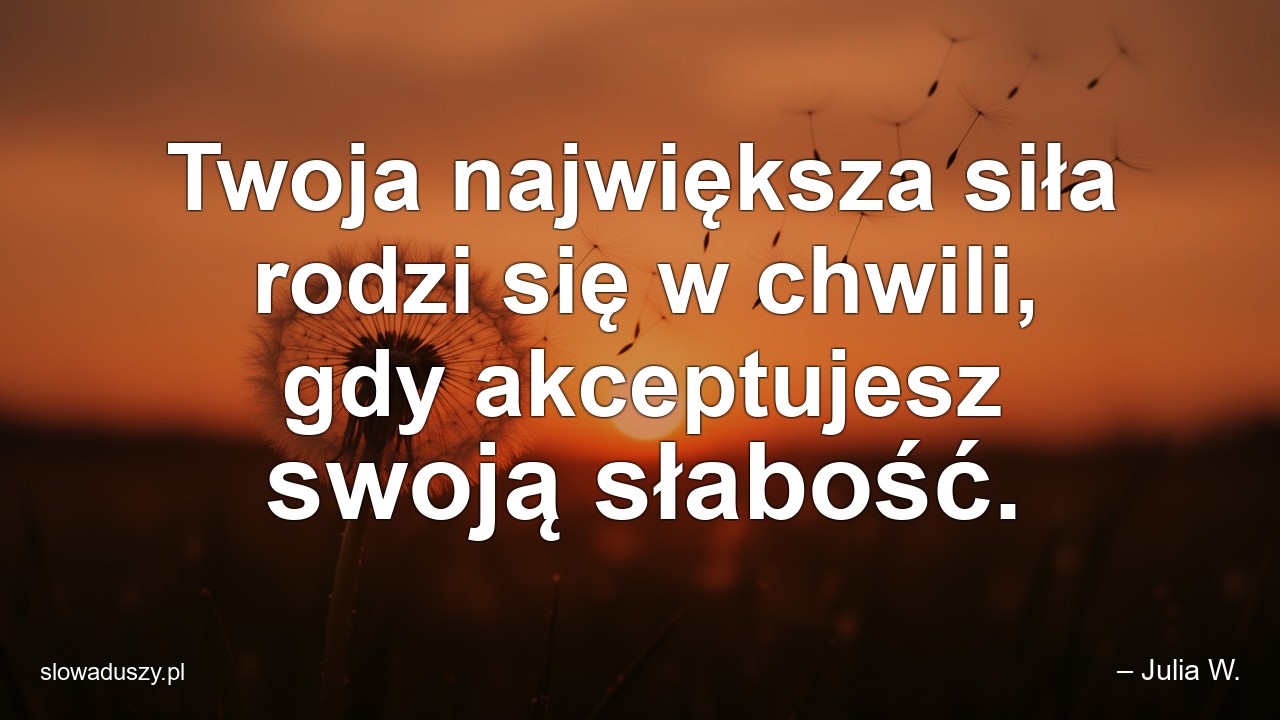 Twoja największa siła rodzi się w chwili,  gdy akceptujesz swoją słabość.