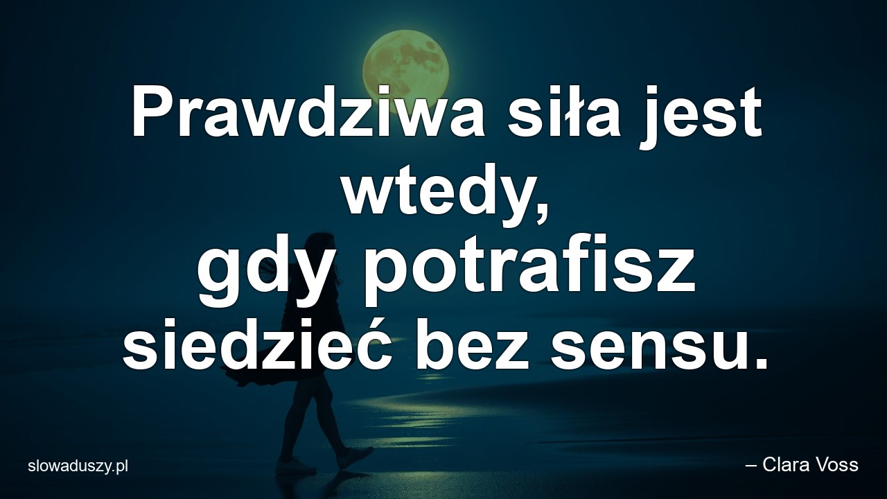 Prawdziwa siła jest wtedy,  gdy potrafisz siedzieć bez sensu. - – Clara Voss