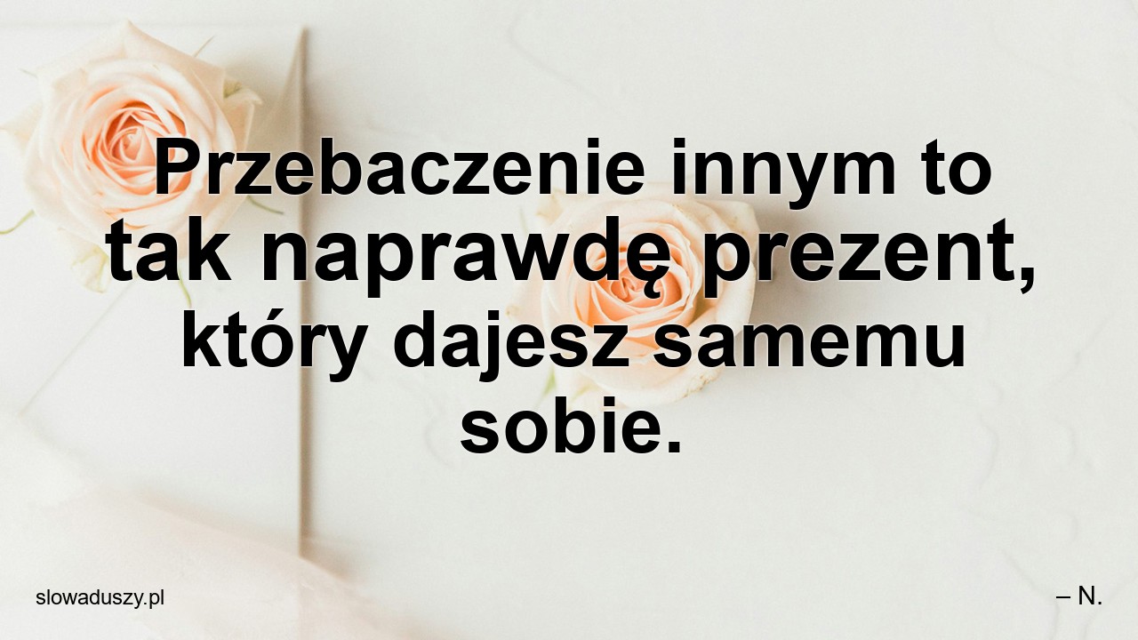 Przebaczenie innym to tak naprawdę prezent,  który dajesz samemu sobie. - – N.