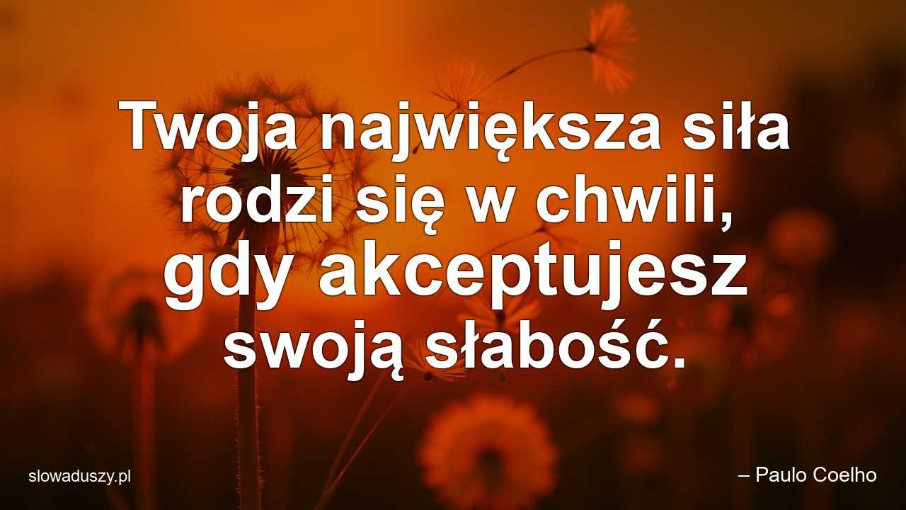 Twoja największa siła rodzi się w chwili,  gdy akceptujesz swoją słabość.