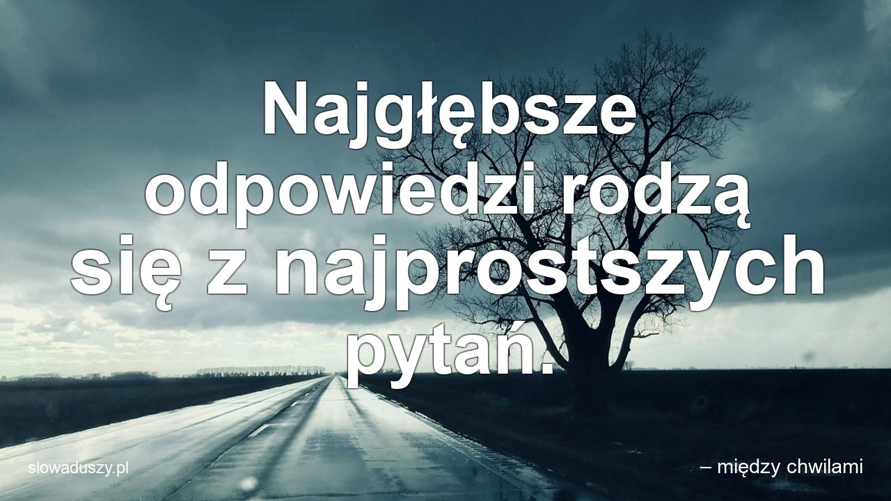 Najgłębsze odpowiedzi rodzą się z najprostszych pytań.