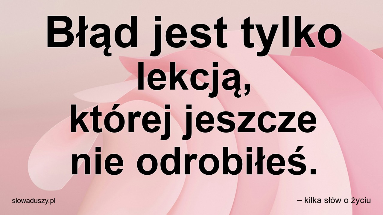 Błąd jest tylko lekcją,  której jeszcze nie odrobiłeś. - – kilka słów o życiu