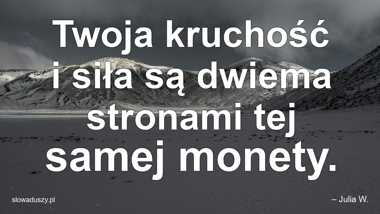 Twoja kruchość i siła są dwiema stronami tej samej monety. - – Julia W.