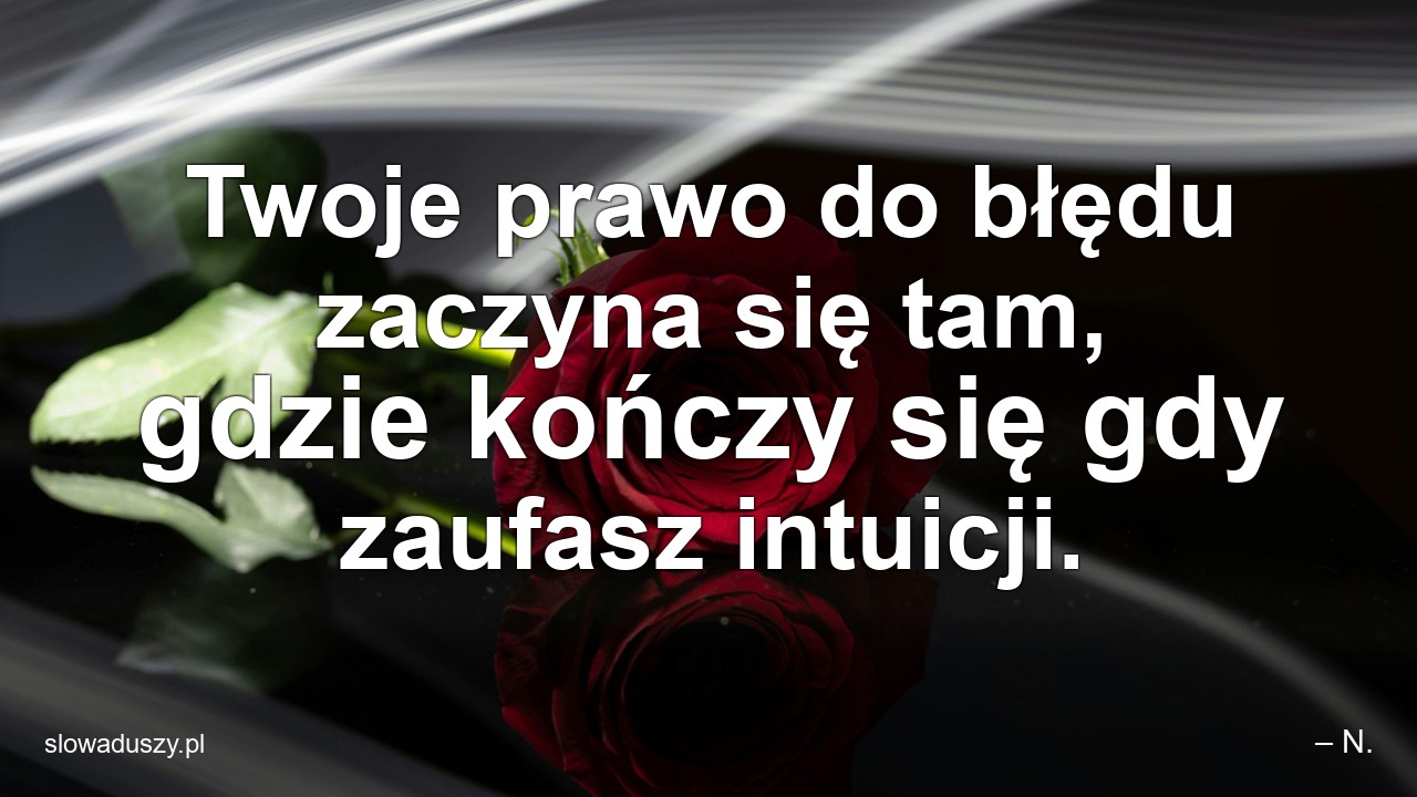 Twoje prawo do błędu zaczyna się tam,  gdzie kończy się gdy zaufasz intuicji. - – N.