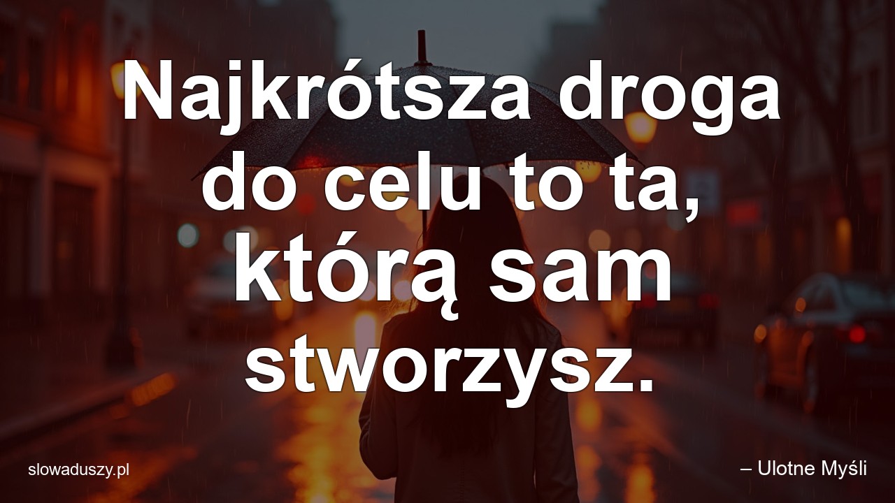 Najkrótsza droga do celu to ta,  którą sam stworzysz. - – Ulotne Myśli