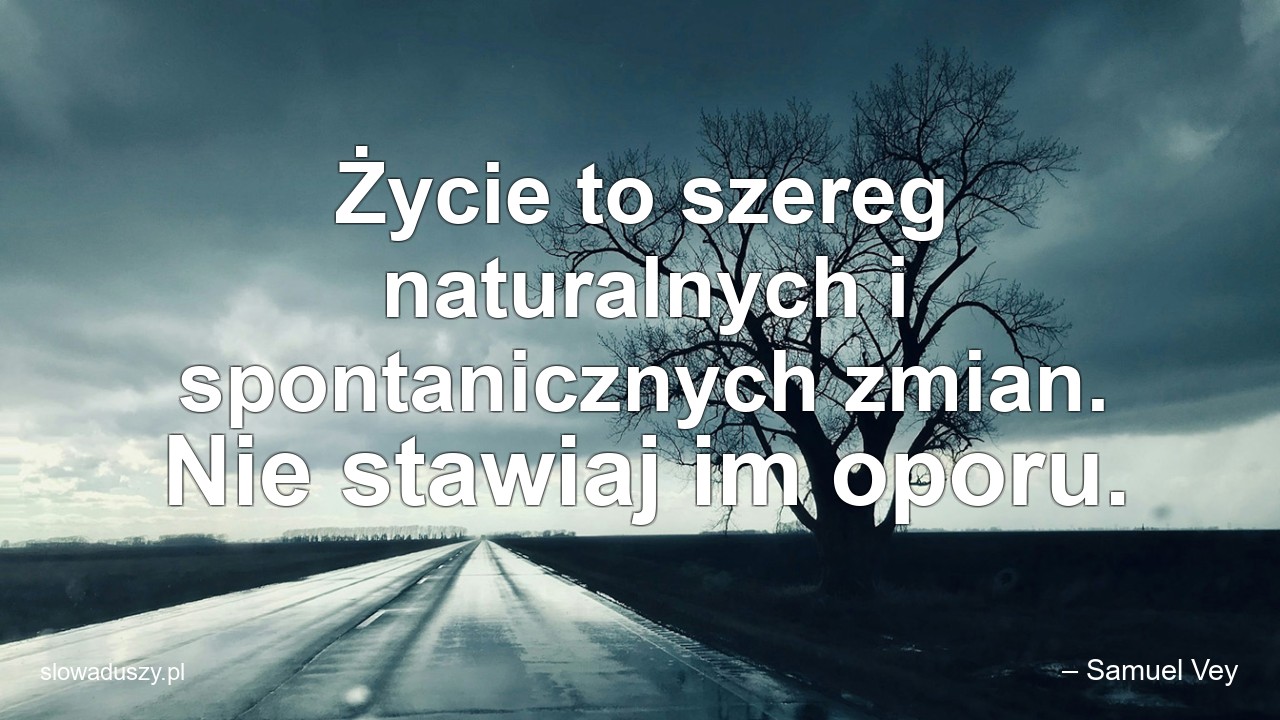 Życie to szereg naturalnych i spontanicznych zmian. Nie stawiaj im oporu. - – Samuel Vey