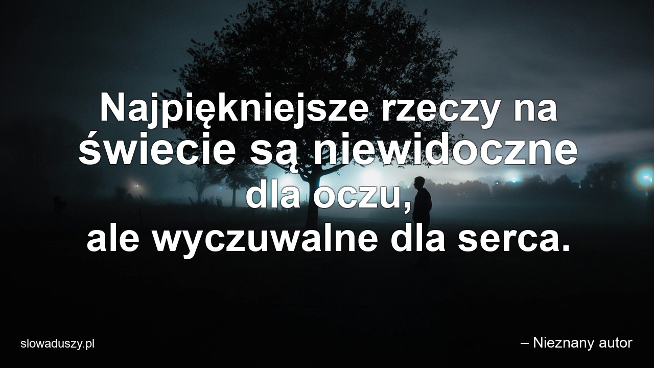 Najpiękniejsze rzeczy na świecie są niewidoczne dla oczu,  ale wyczuwalne dla serca. - – Nieznany autor