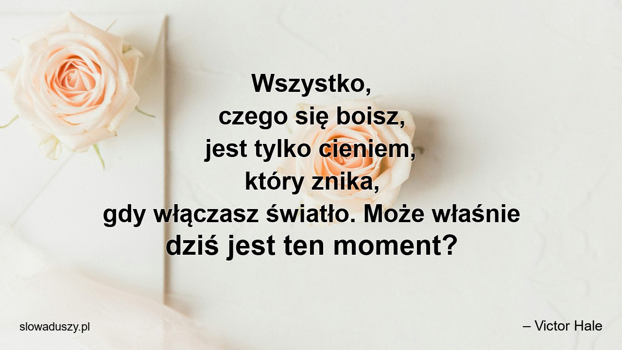 Wszystko,  czego się boisz,  jest tylko cieniem,  który znika,  gdy włączasz światło. Może właśnie dziś jest ten moment? - – Victor Hale