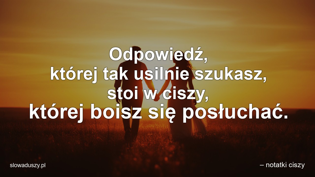 Odpowiedź,  której tak usilnie szukasz,  stoi w ciszy,  której boisz się posłuchać. - – notatki ciszy