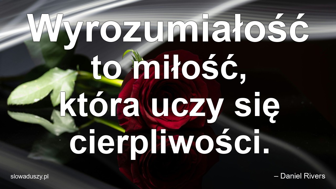 Wyrozumiałość to miłość,  która uczy się cierpliwości.