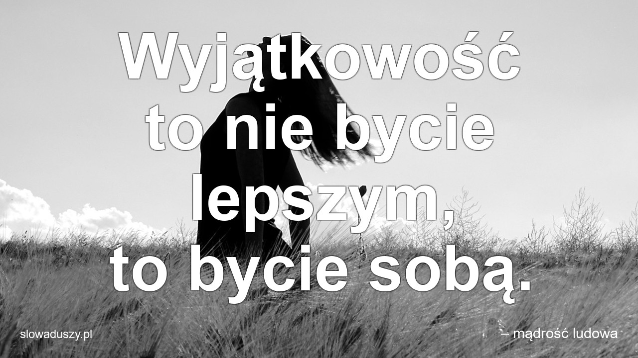 Wyjątkowość to nie bycie lepszym,  to bycie sobą. - – mądrość ludowa