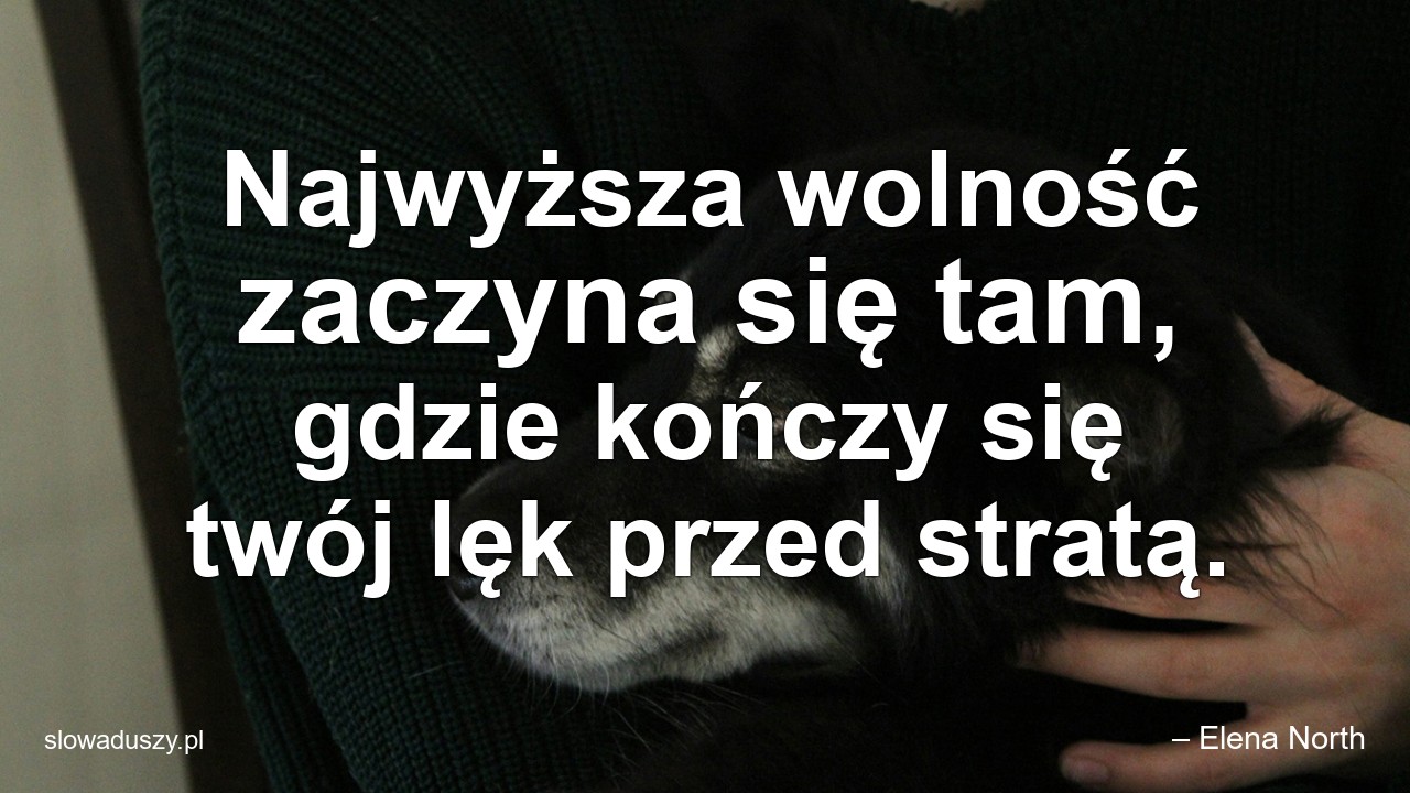 Najwyższa wolność zaczyna się tam,  gdzie kończy się twój lęk przed stratą. - – Elena North