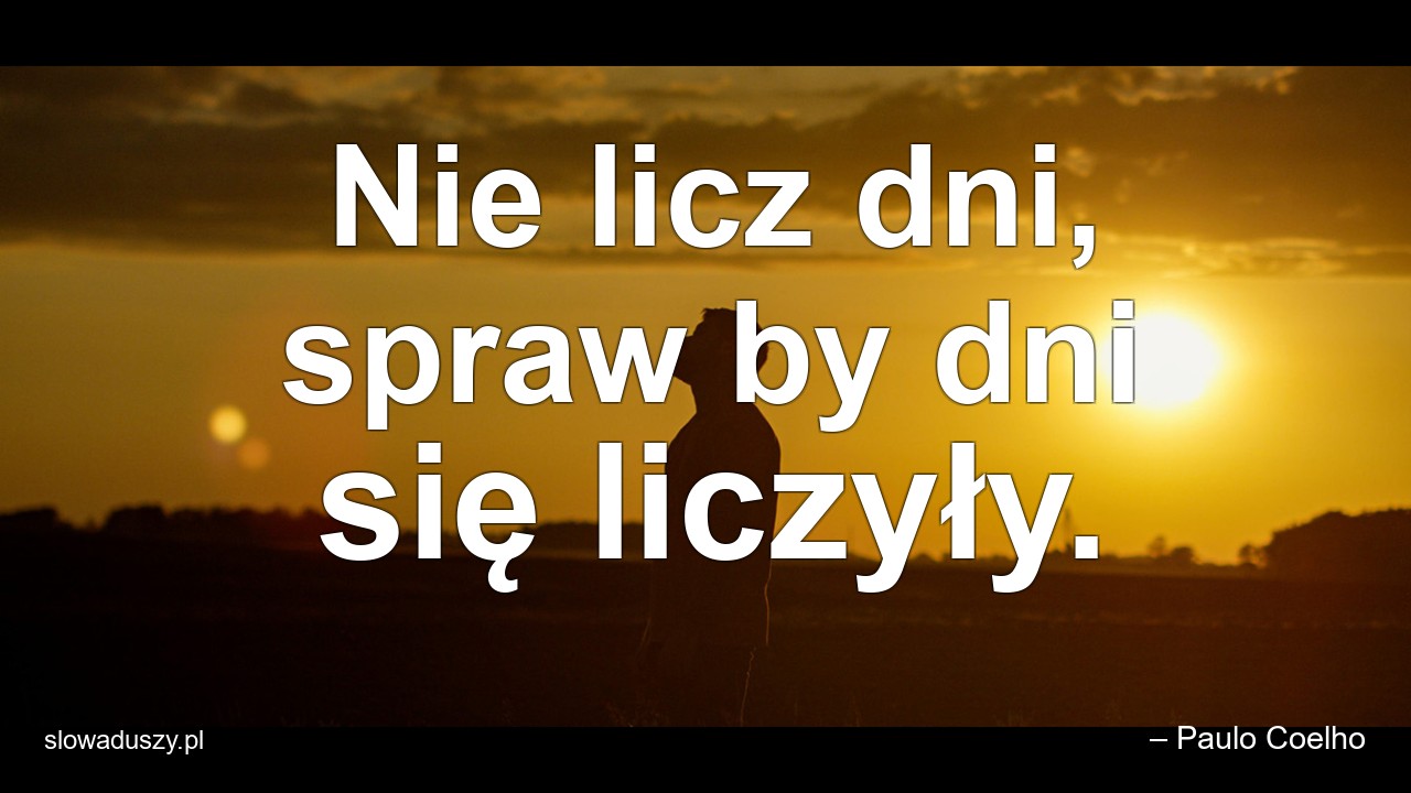 Nie licz dni,  spraw by dni się liczyły. - – Paulo Coelho