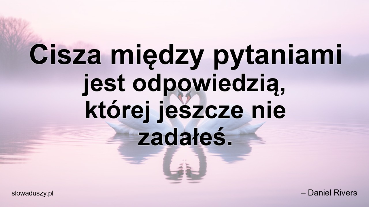 Cisza między pytaniami jest odpowiedzią,  której jeszcze nie zadałeś. - – Daniel Rivers