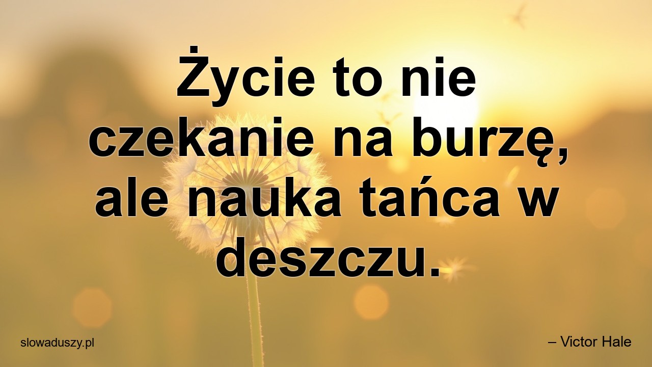 Życie to nie czekanie na burzę,  ale nauka tańca w deszczu.