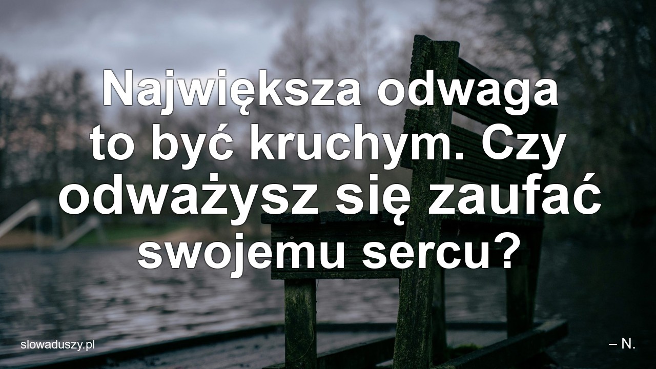 Największa odwaga to być kruchym. Czy odważysz się zaufać swojemu sercu? - – N.
