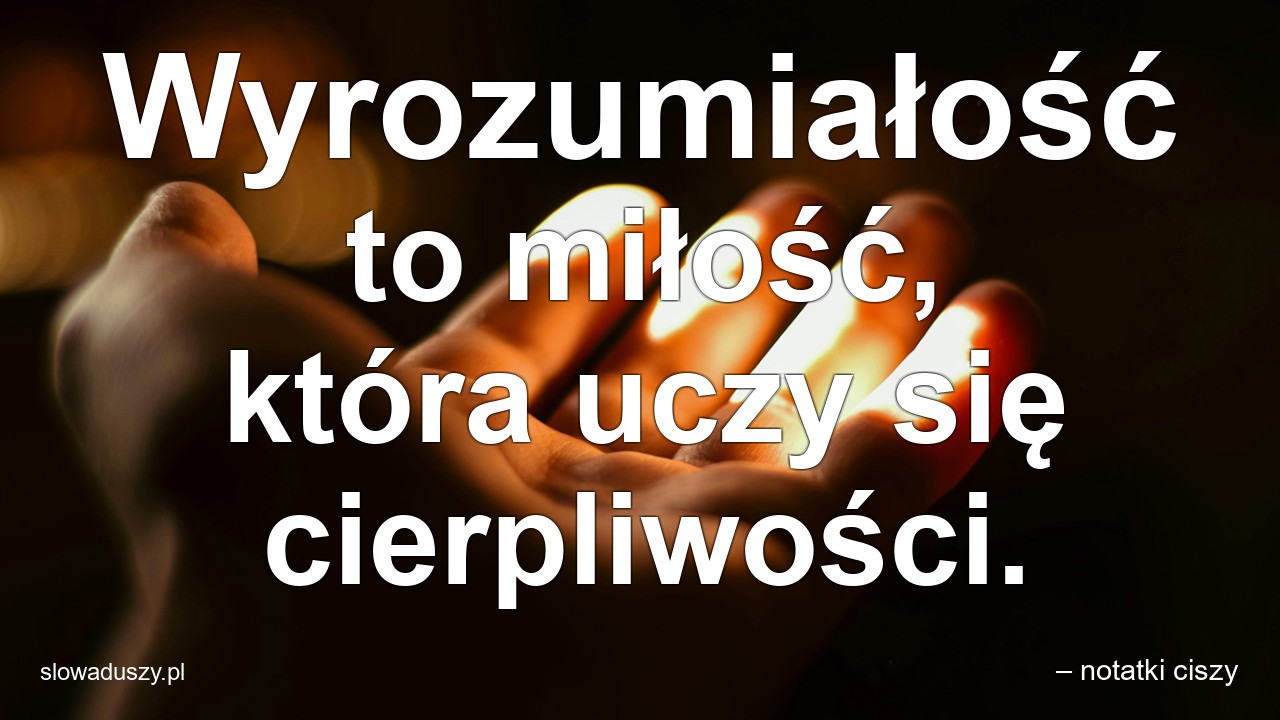 Wyrozumiałość to miłość,  która uczy się cierpliwości. - – notatki ciszy