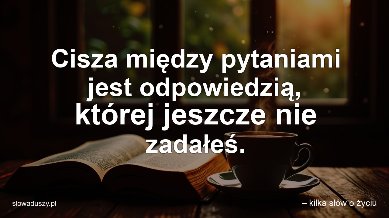 Cisza między pytaniami jest odpowiedzią,  której jeszcze nie zadałeś.
