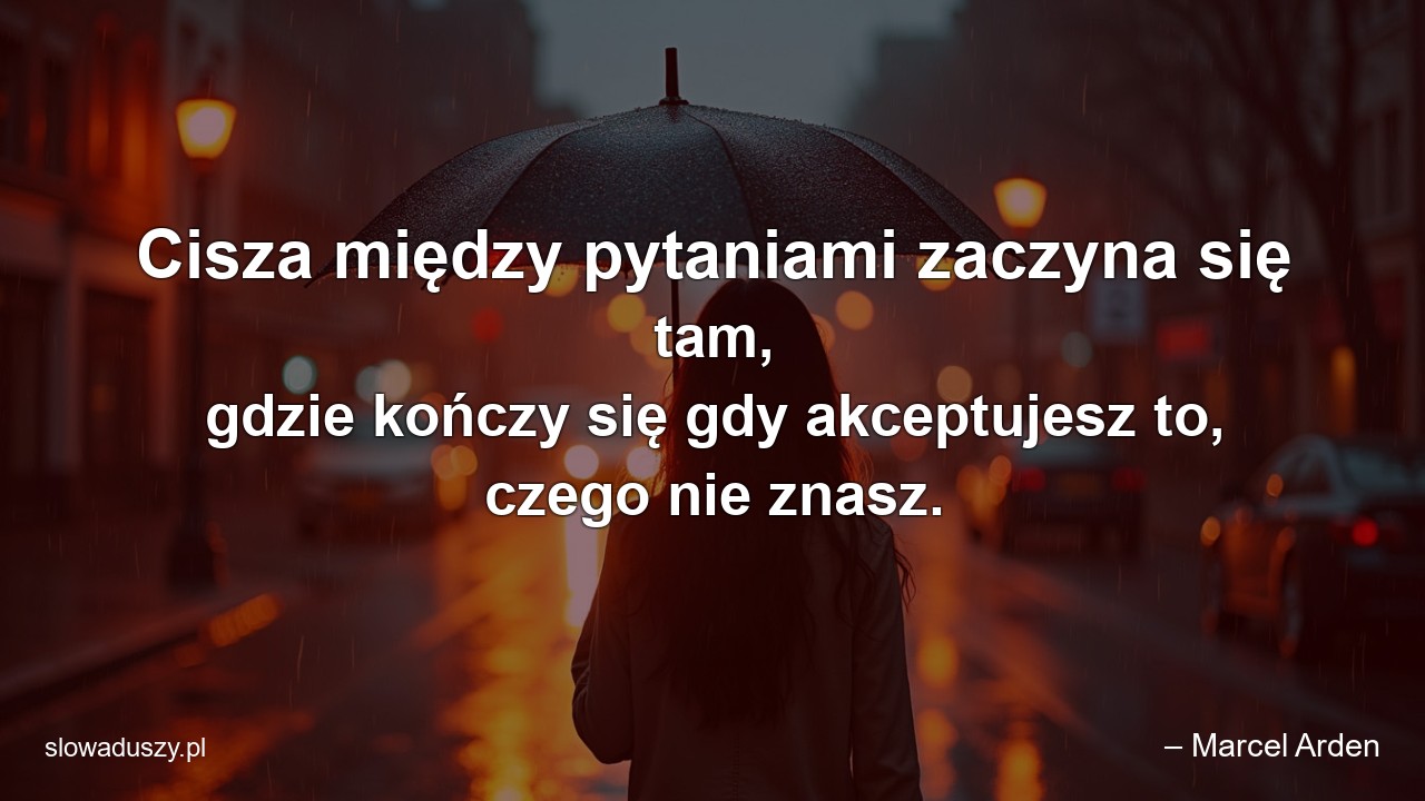 Cisza między pytaniami zaczyna się tam,  gdzie kończy się gdy akceptujesz to,  czego nie znasz.