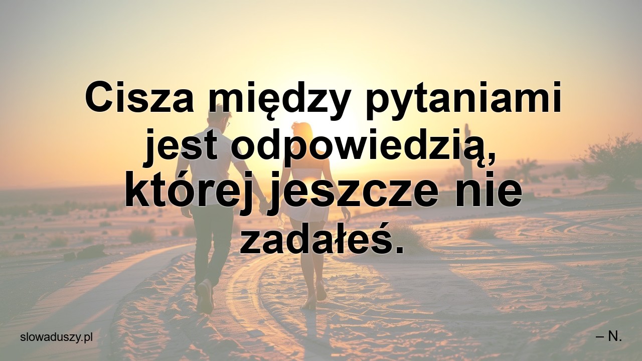 Cisza między pytaniami jest odpowiedzią,  której jeszcze nie zadałeś. - – N.
