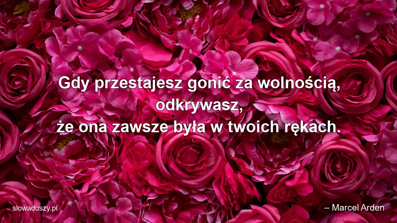 Gdy przestajesz gonić za wolnością,  odkrywasz,  że ona zawsze była w twoich rękach.