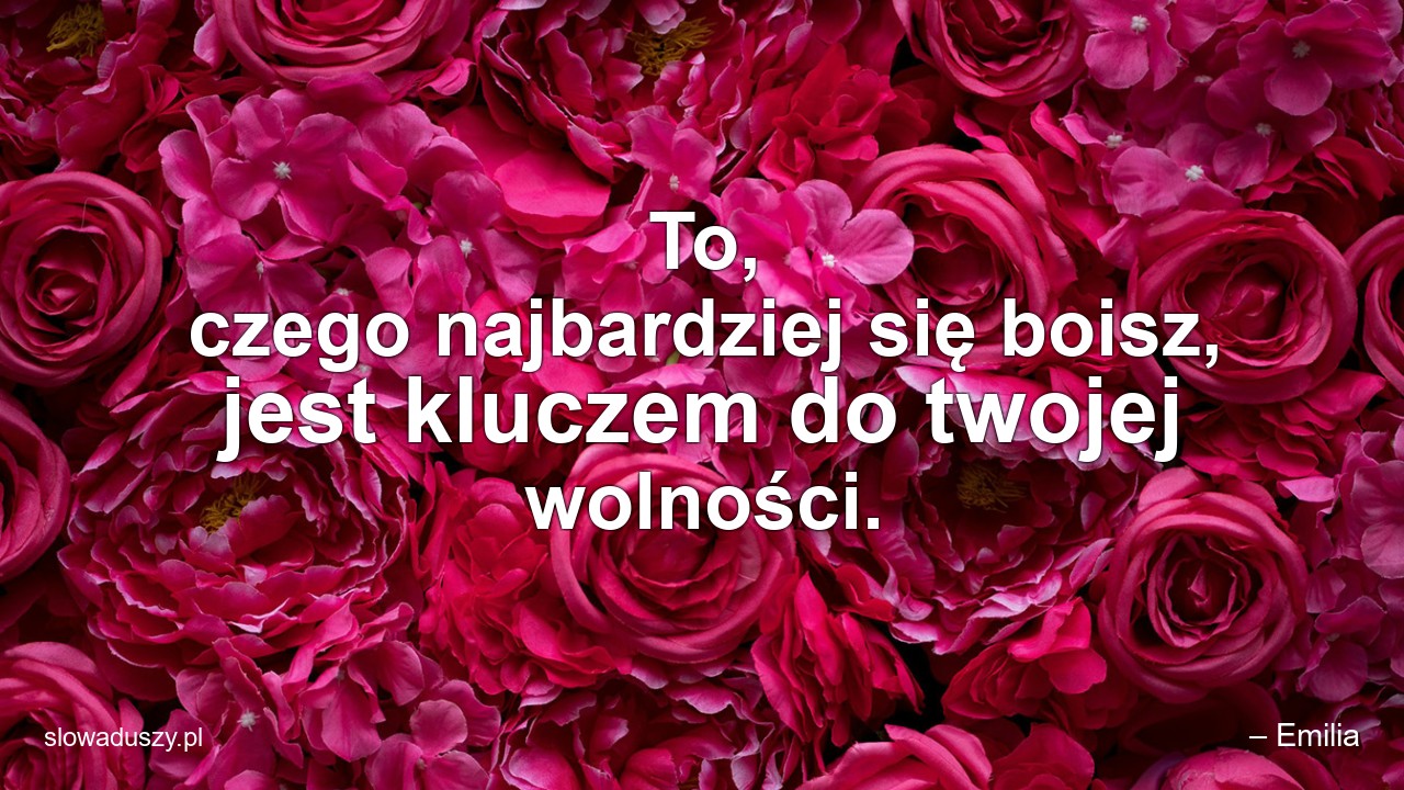 To,  czego najbardziej się boisz,  jest kluczem do twojej wolności. - – Emilia