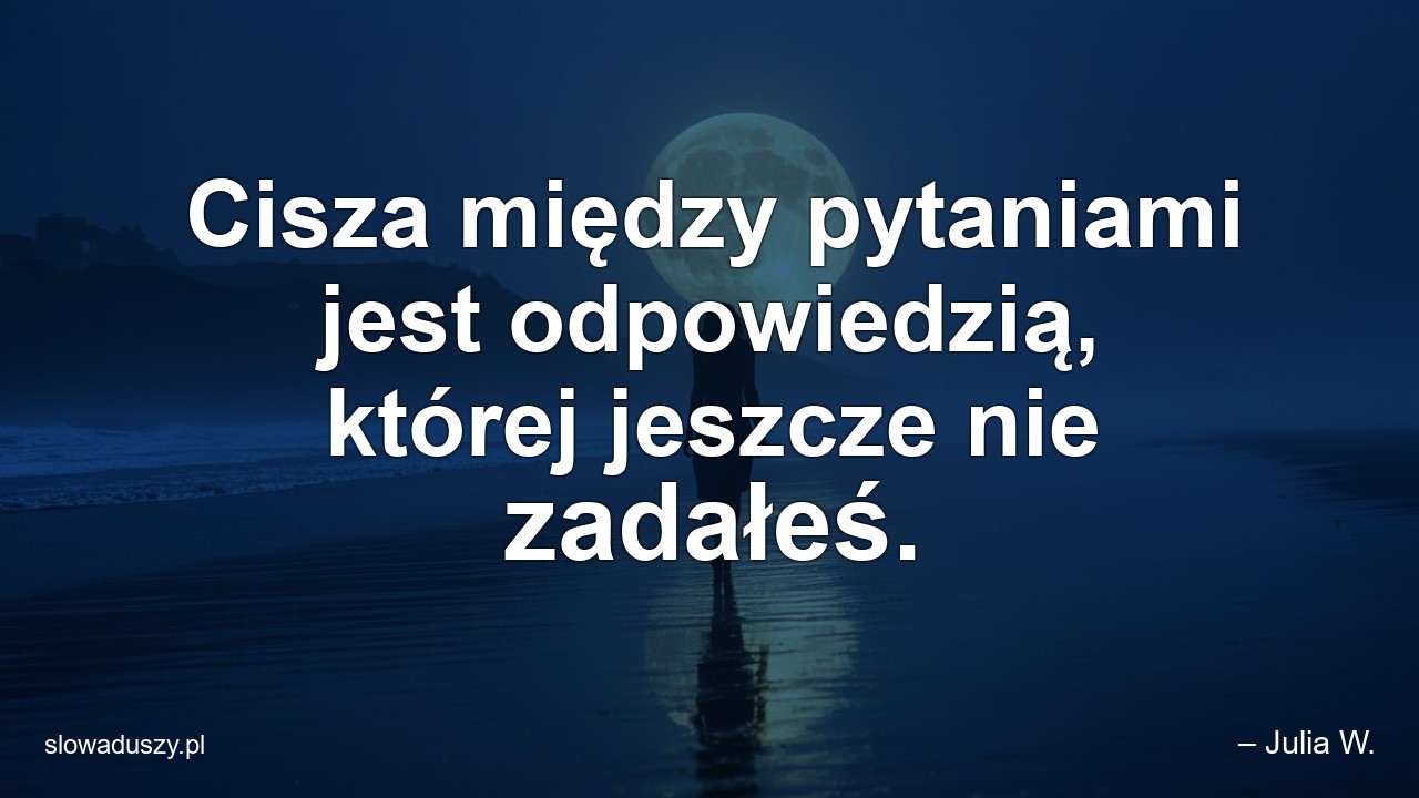 Cisza między pytaniami jest odpowiedzią,  której jeszcze nie zadałeś.